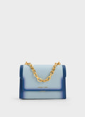 Front Flap Chain Handle Crossbody Bag - Navy image 0