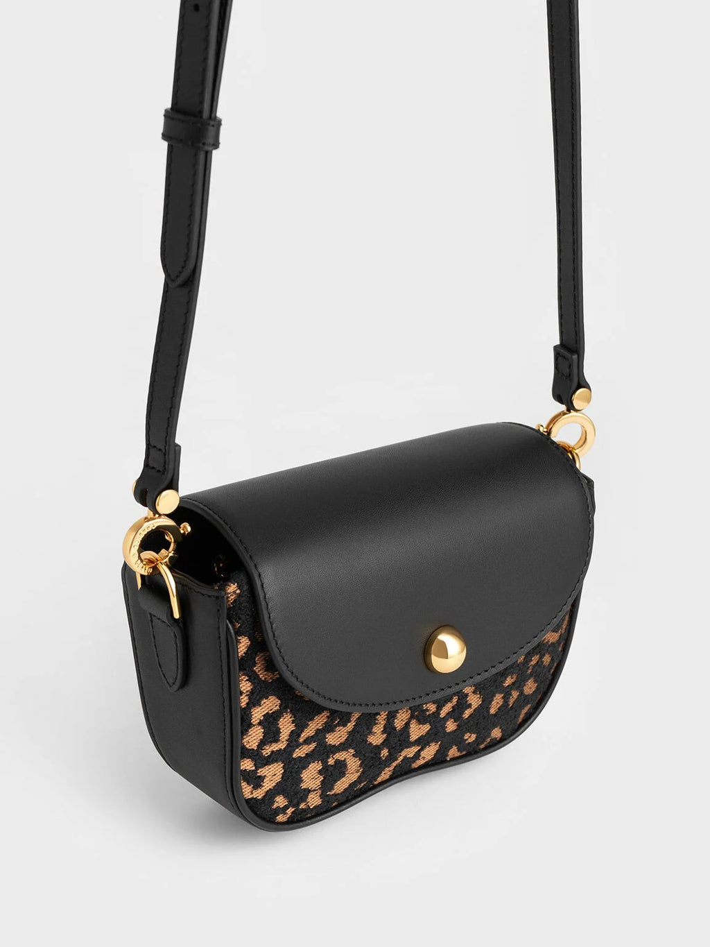Beaded Metallic Handle Sculptural Bag - Animal Print Black image 1
