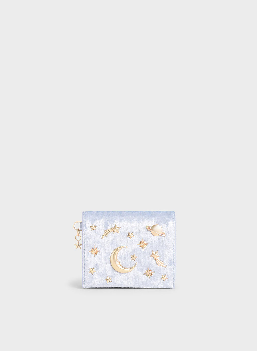 Velvet Embellished Card Holder - Light Blue image 0