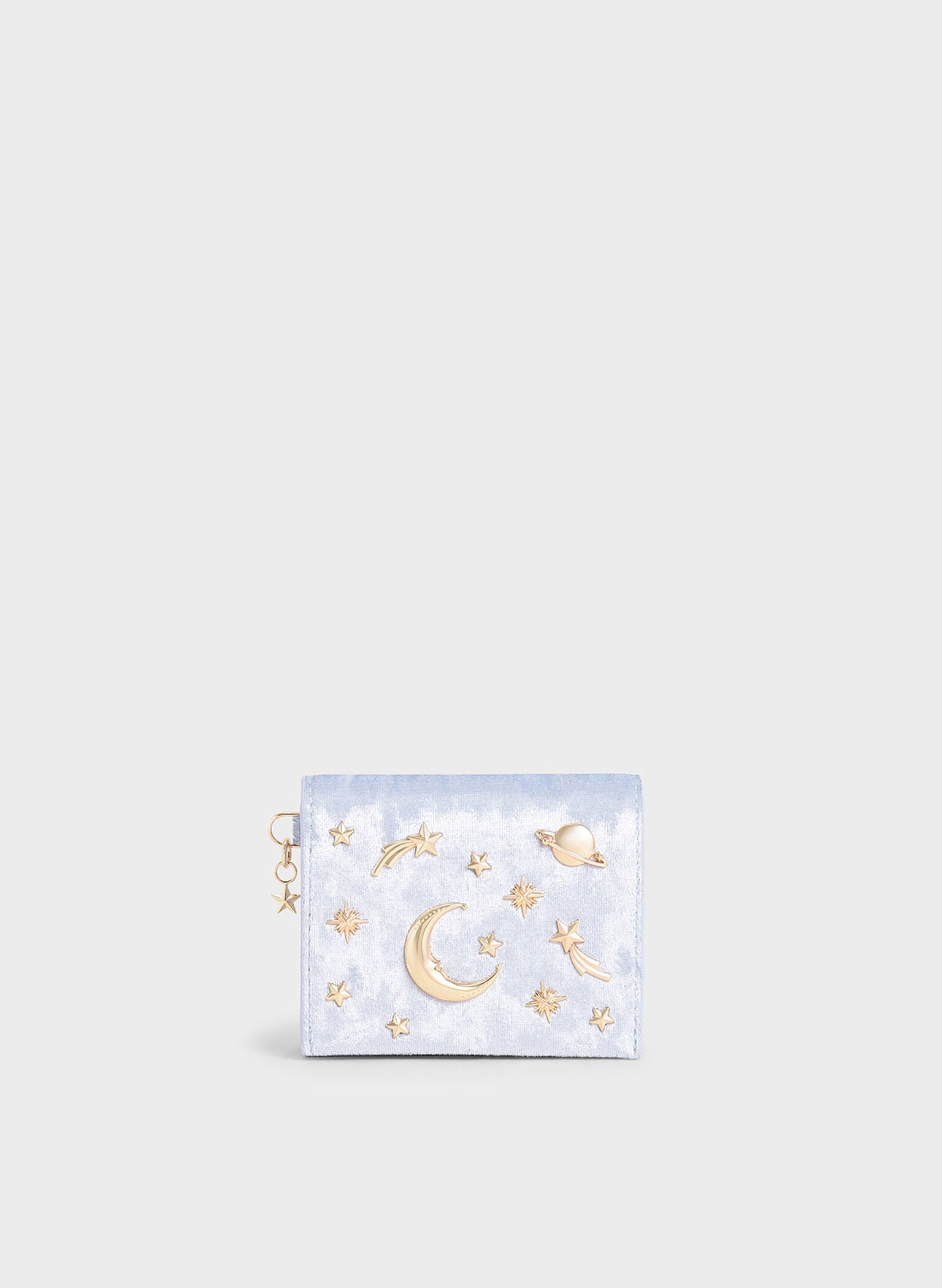 Velvet Embellished Card Holder - Light Blue image 0