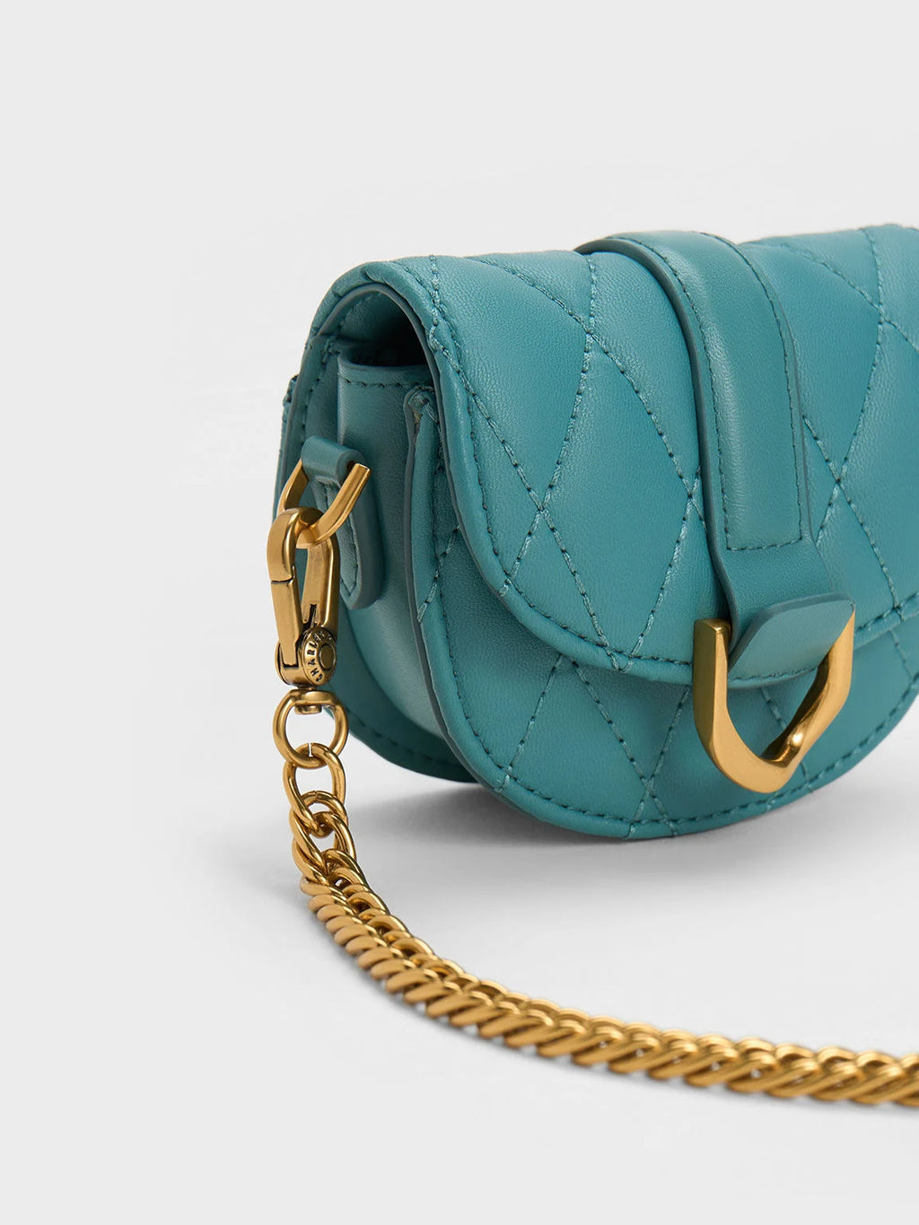 Micro Gabine Quilted Saddle Bag - Teal image 3