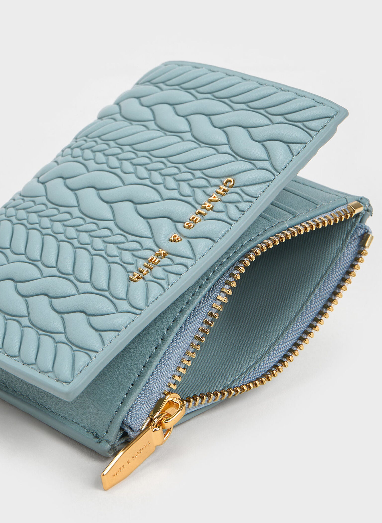 Apolline Textured Top-Zip Wallet - Slate Blue image 2