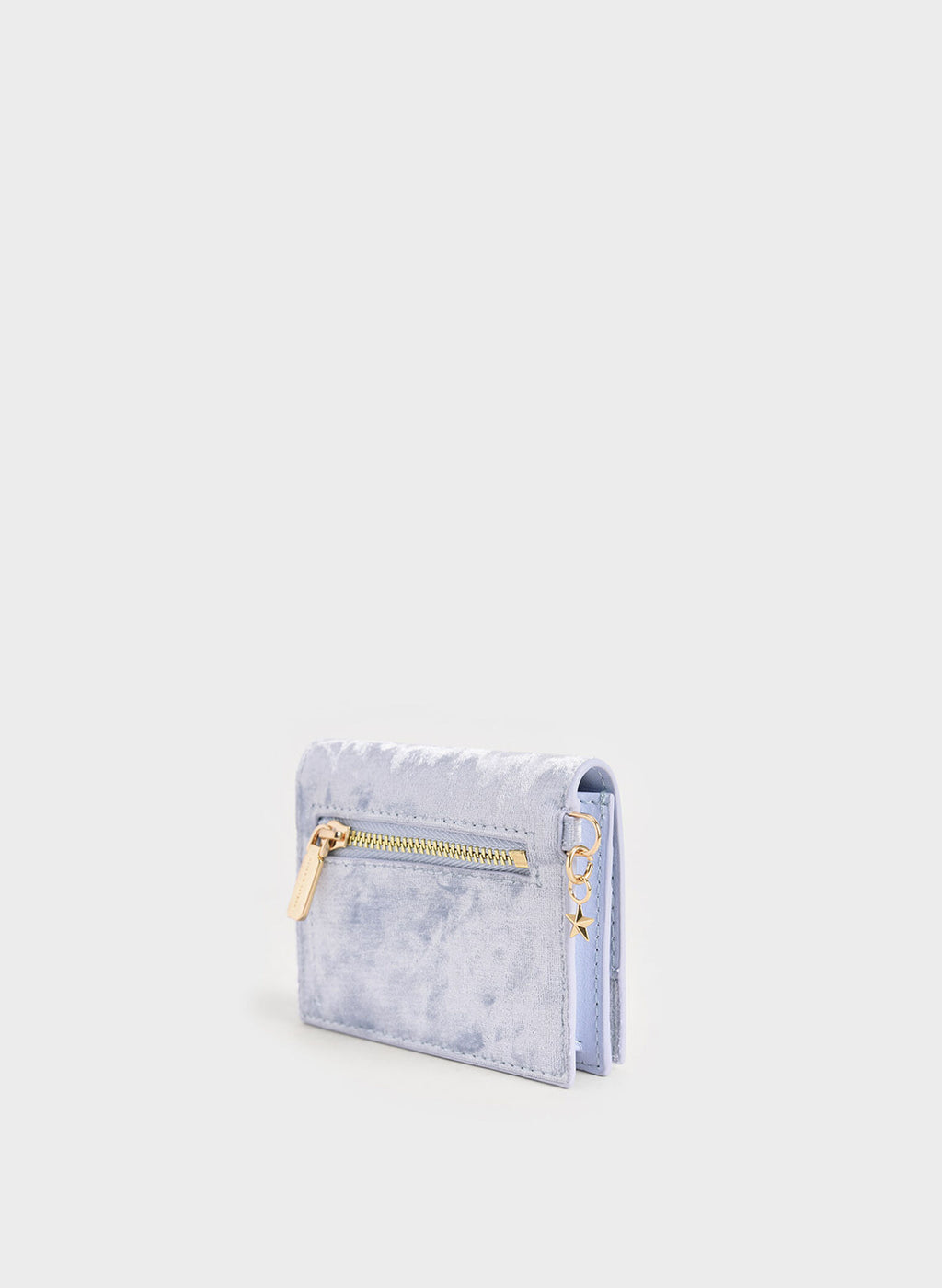 Velvet Embellished Card Holder - Light Blue image 1