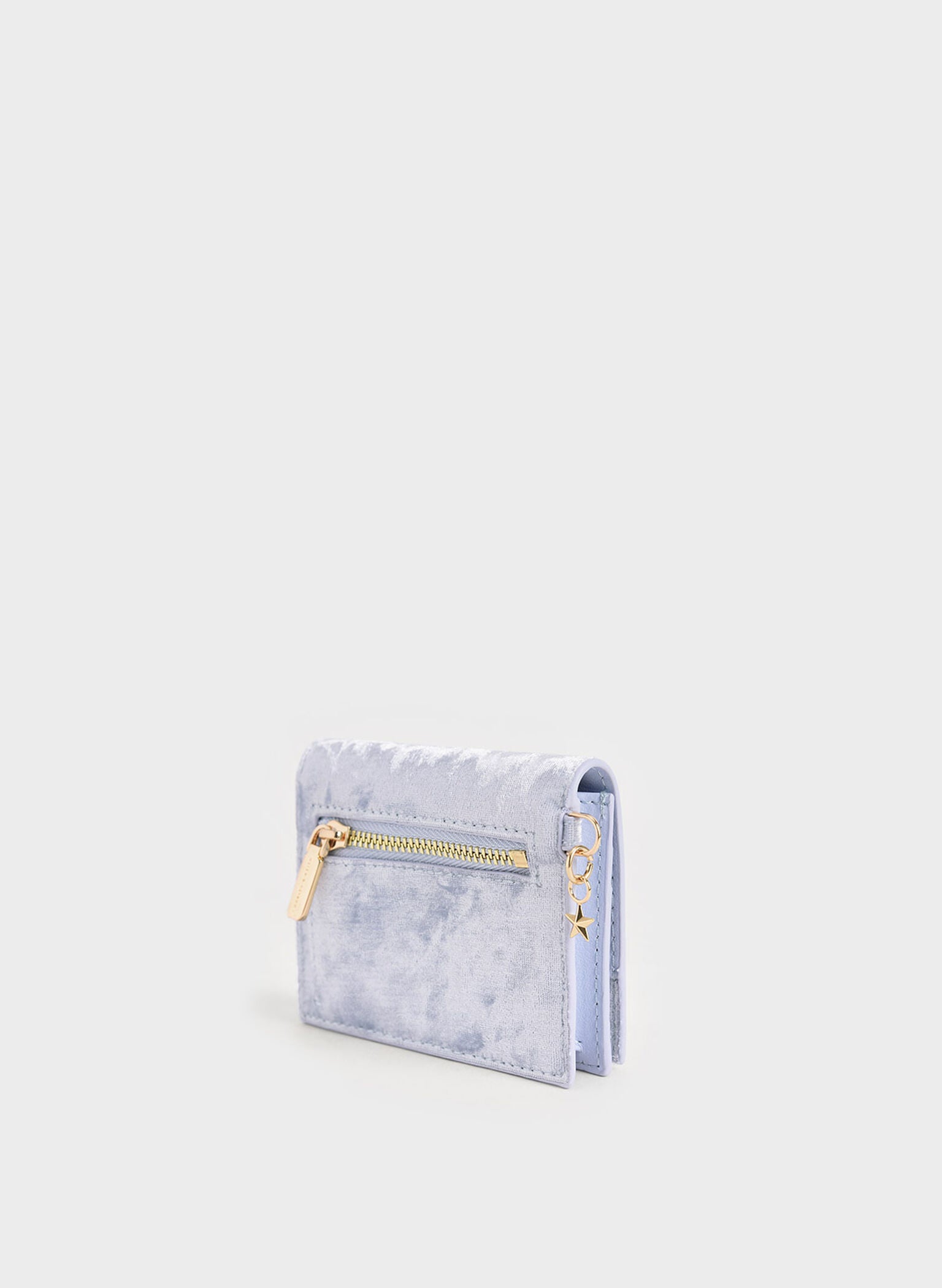 Velvet Embellished Card Holder - Light Blue image 1