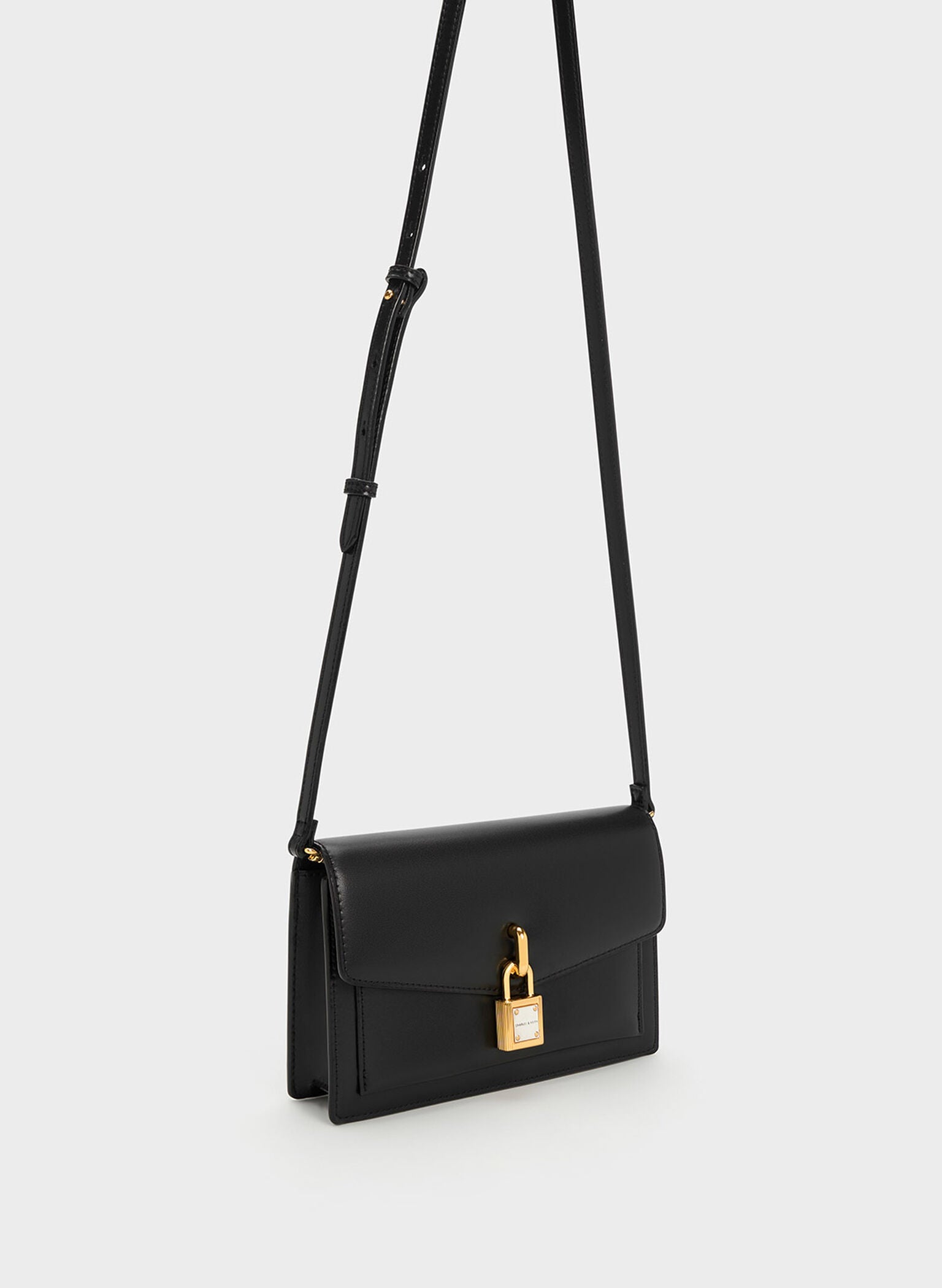 Padlock Envelope Crossbody Bag - Black image 1