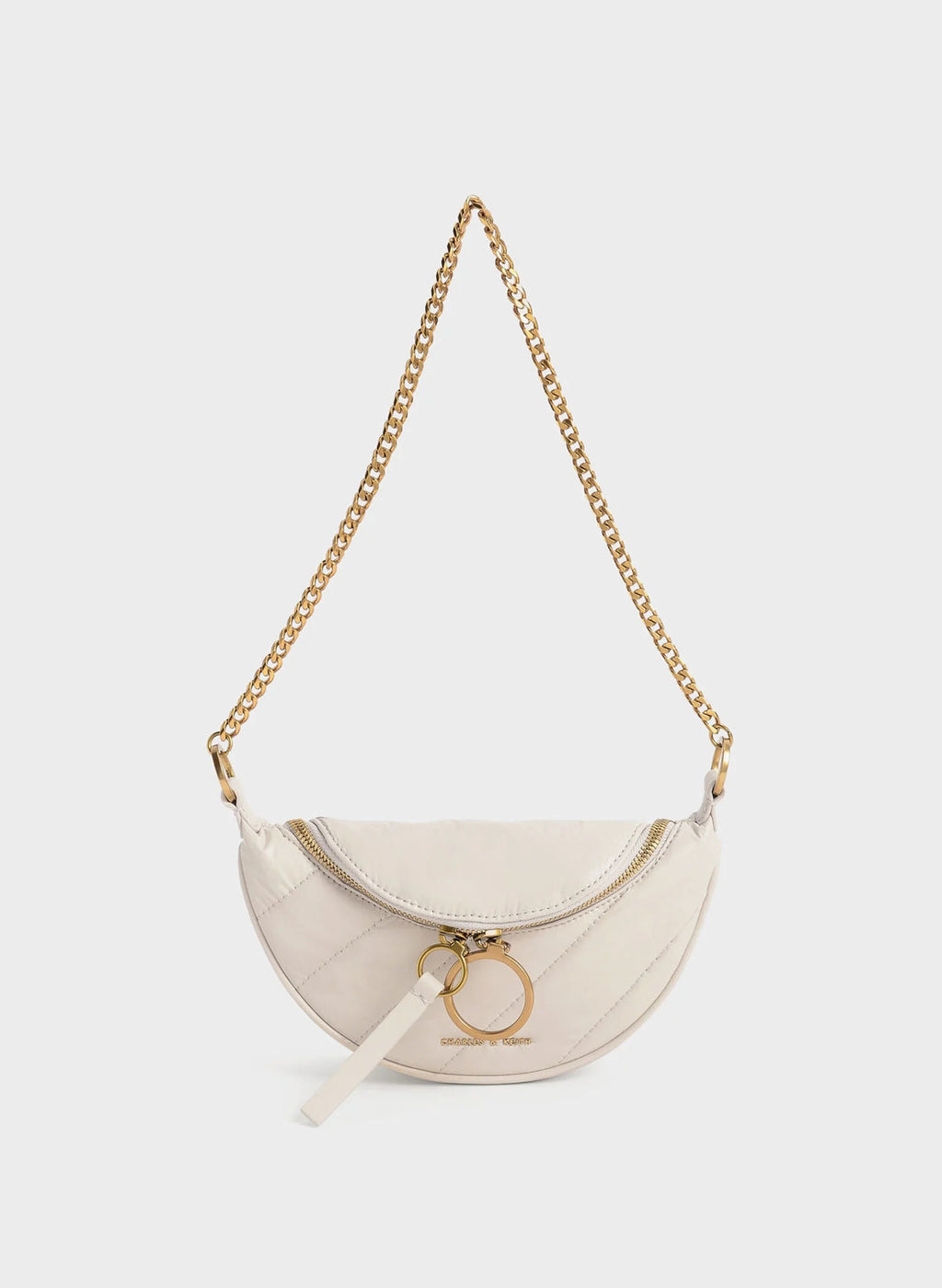 Philomena Wrinkled-Effect Half-Moon Crossbody Bag - Ivory image 0
