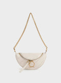 Philomena Wrinkled-Effect Half-Moon Crossbody Bag - Ivory image 0