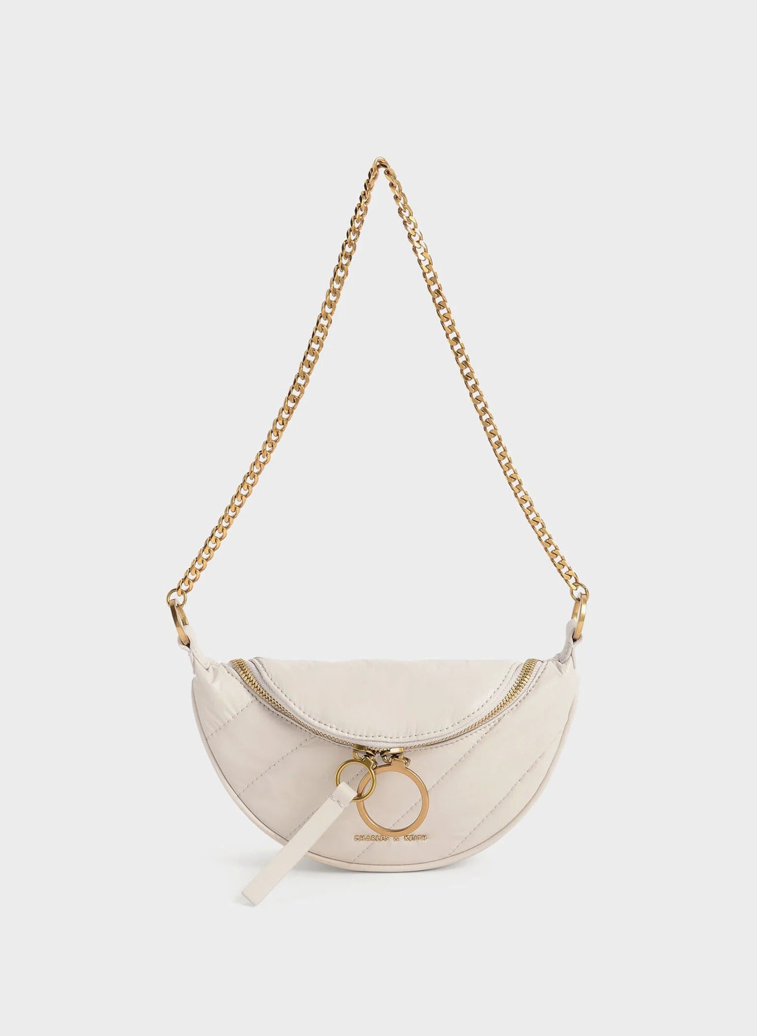 Philomena Wrinkled-Effect Half-Moon Crossbody Bag - Ivory image 0