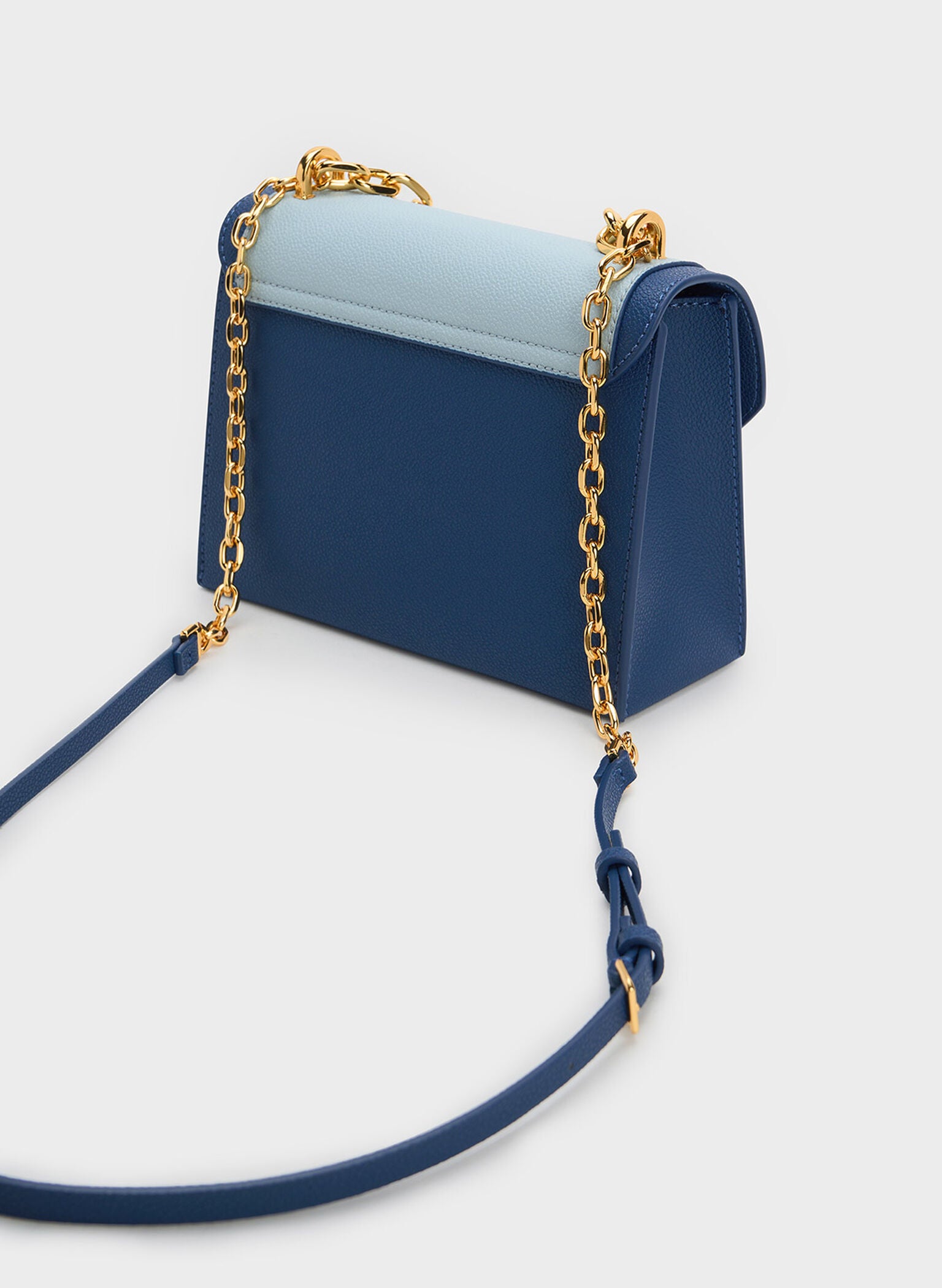 Front Flap Chain Handle Crossbody Bag - Navy image 2