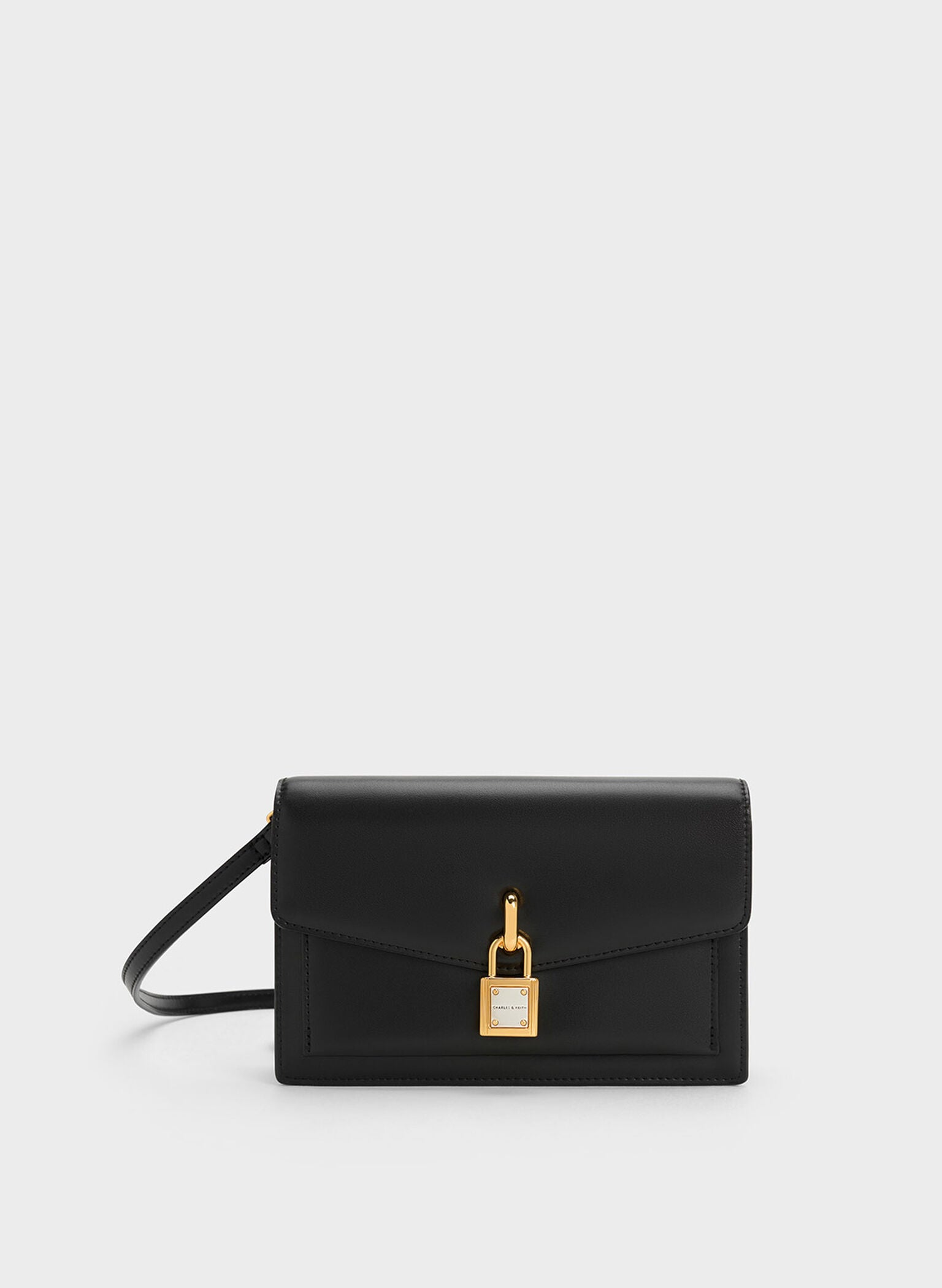 Padlock Envelope Crossbody Bag - Black image 0