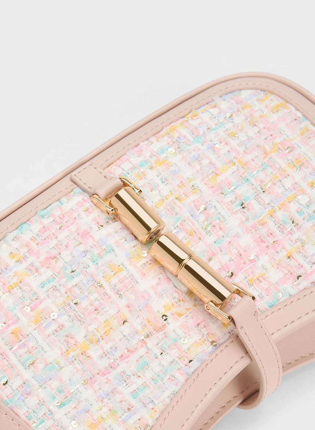 Cesia Metallic Accent Tweed Shoulder Bag - Pink image 3