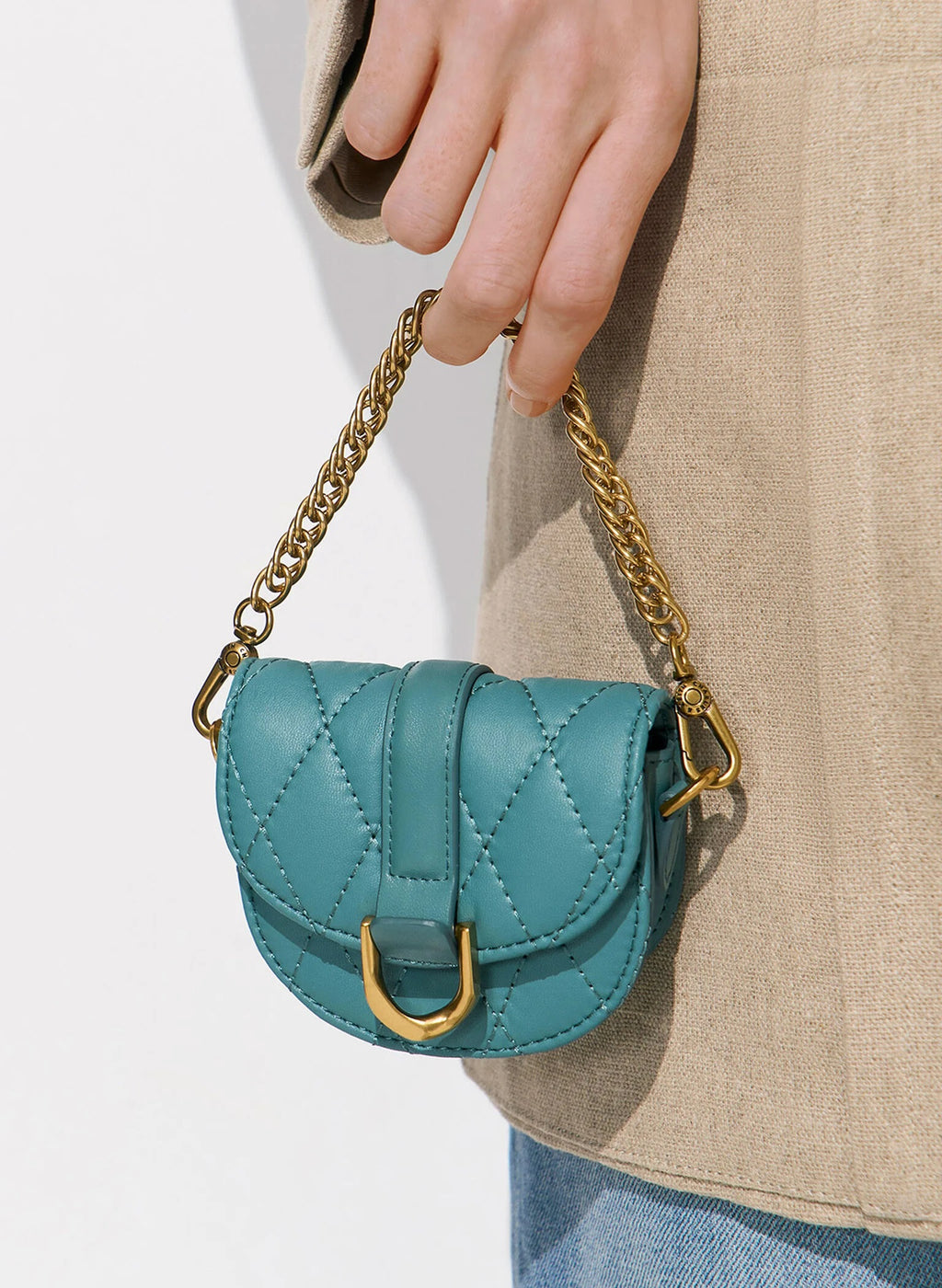 Micro Gabine Quilted Saddle Bag - Teal image 2