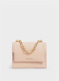 Front Flap Chain Handle Crossbody Bag - Light Pink image 0