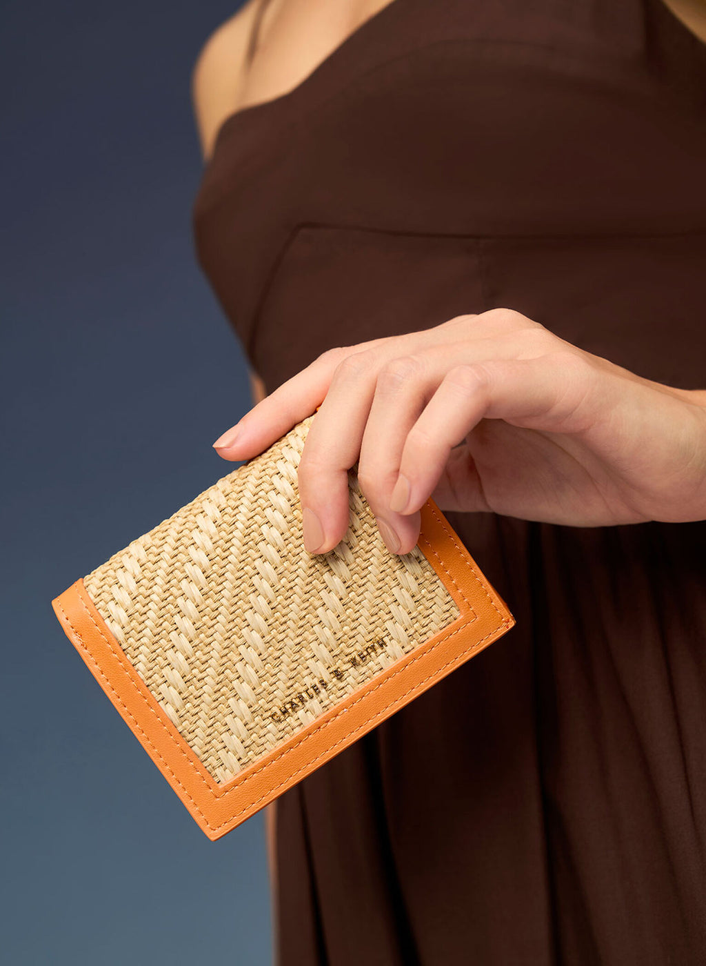 Snap Button Mini Short Wallet - Orange image 3