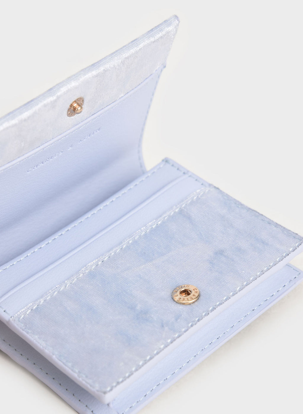 Velvet Embellished Card Holder - Light Blue image 3