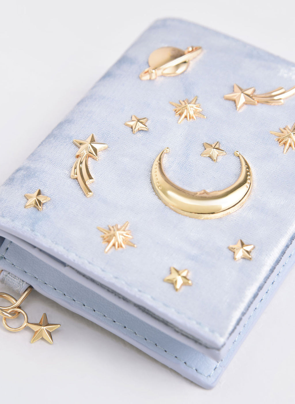 Velvet Embellished Card Holder - Light Blue image 2