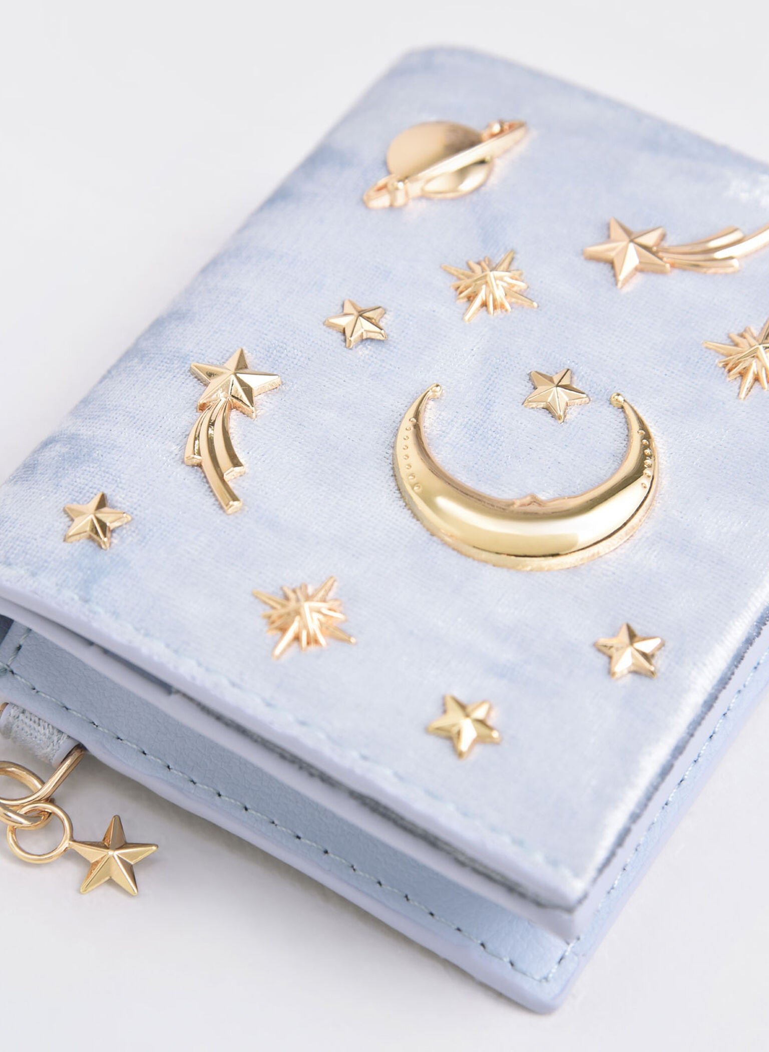 Velvet Embellished Card Holder - Light Blue image 2