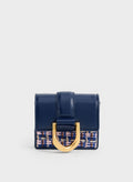 Gabine Tweed Chain-Link Card Holder - Navy image 0