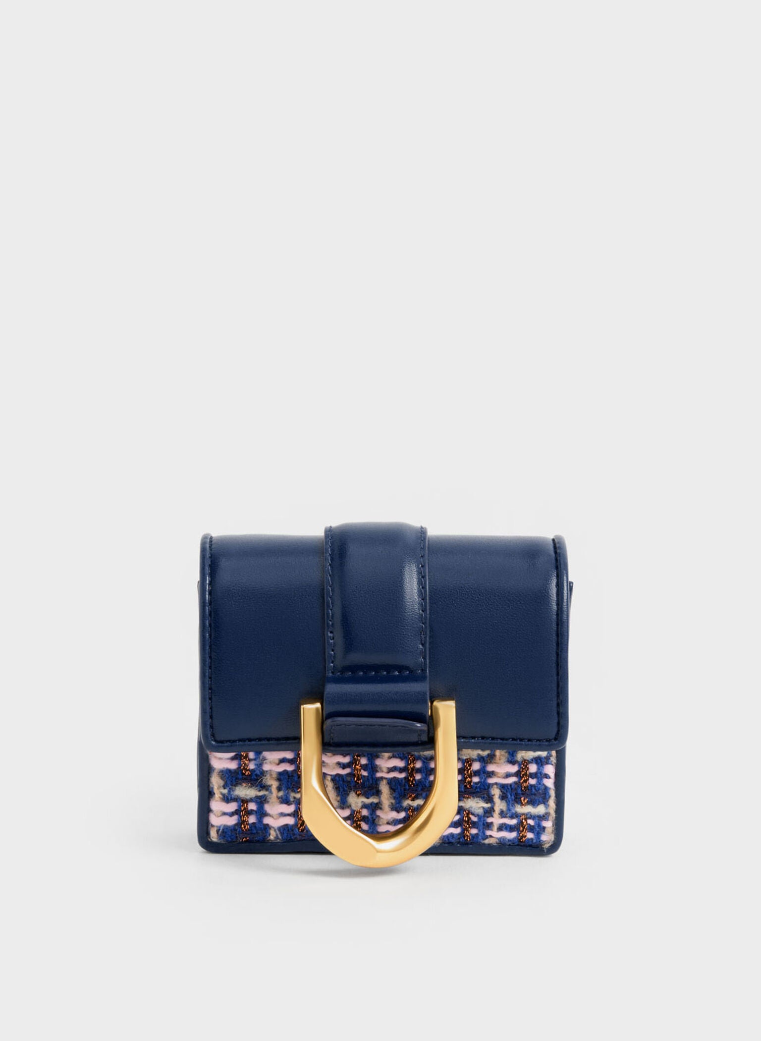 Gabine Tweed Chain-Link Card Holder - Navy image 0