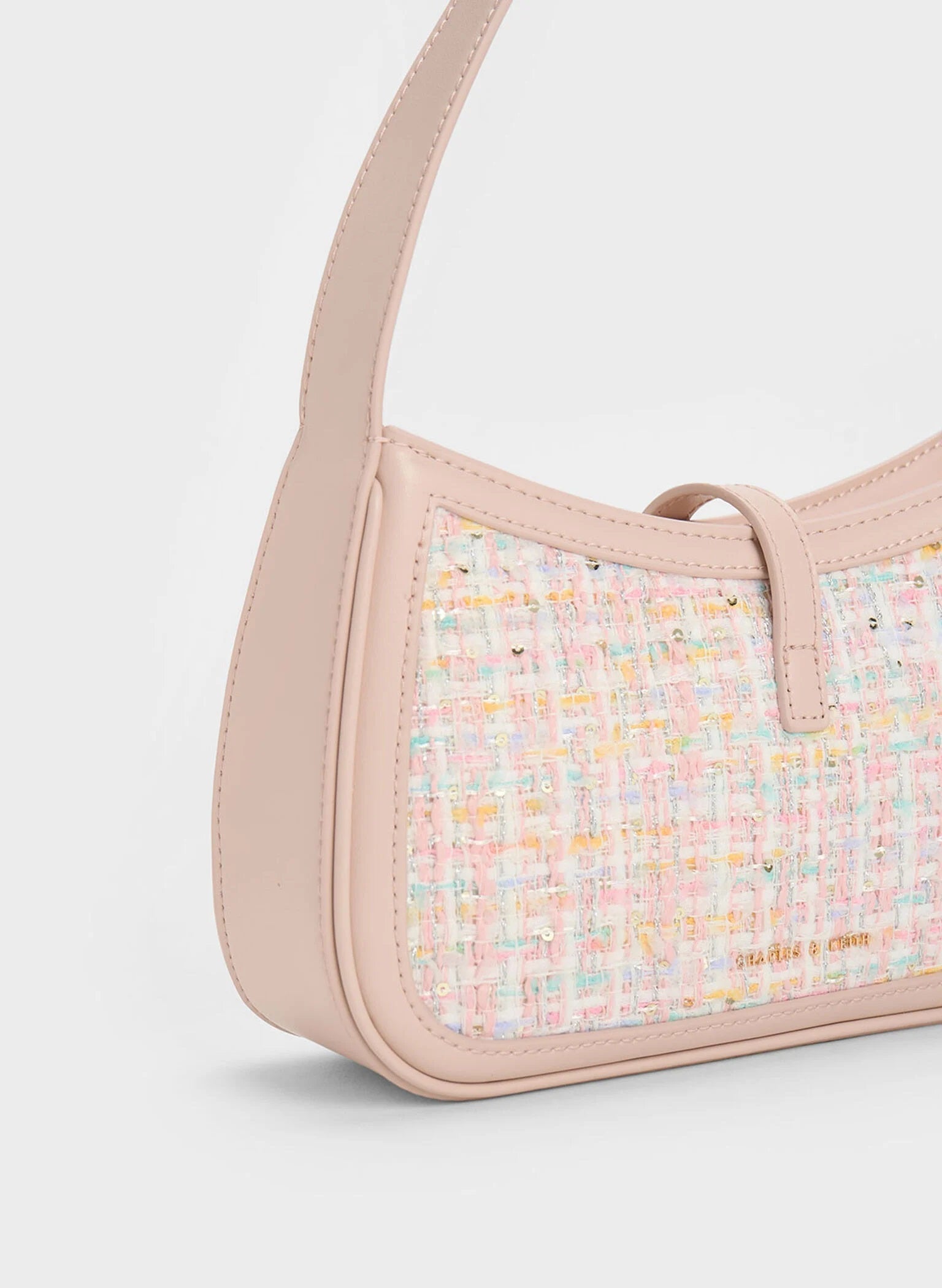 Cesia Metallic Accent Tweed Shoulder Bag - Pink image 2