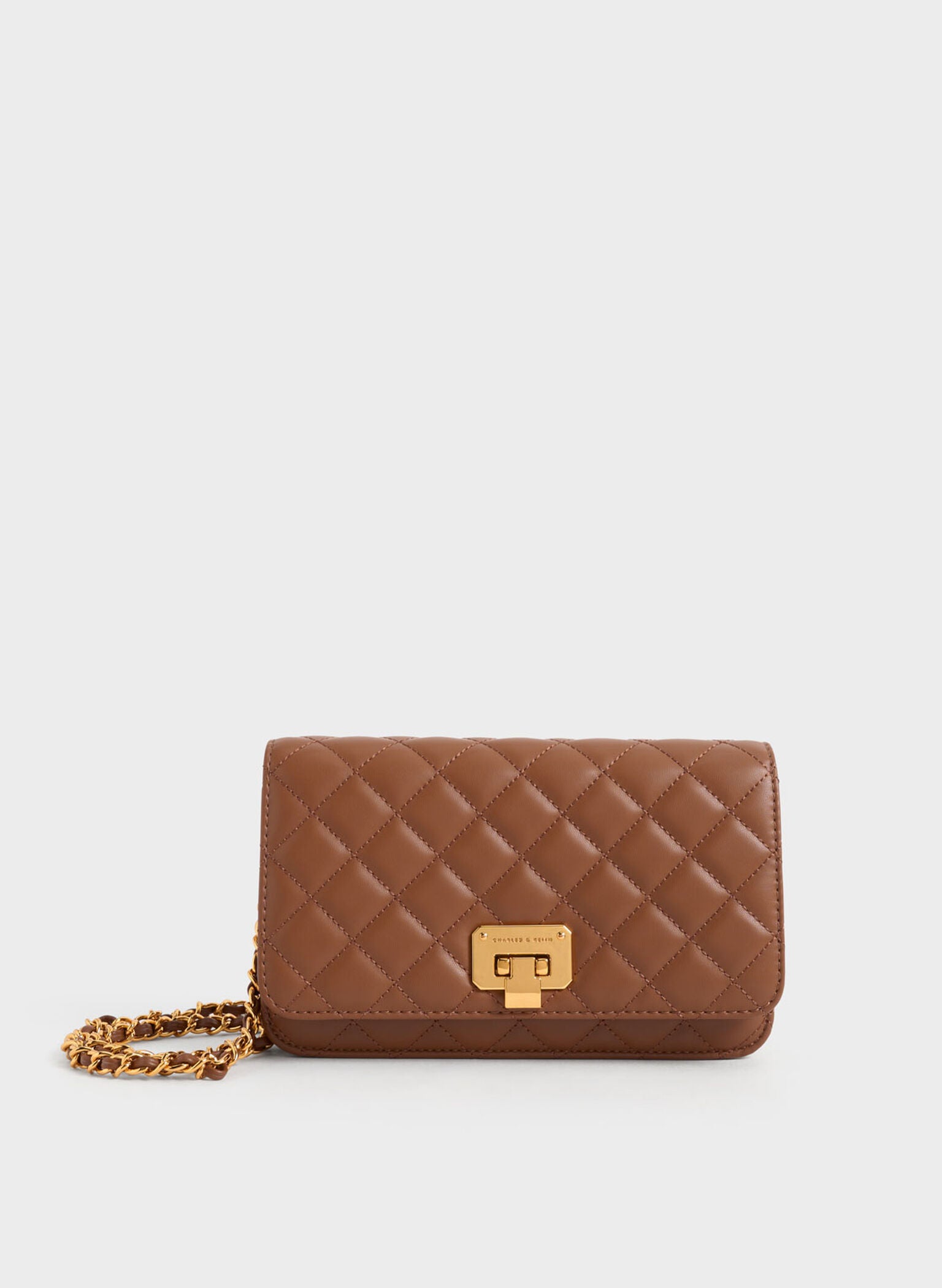 Quilted Push-Lock Clutch - Chocolate image 0