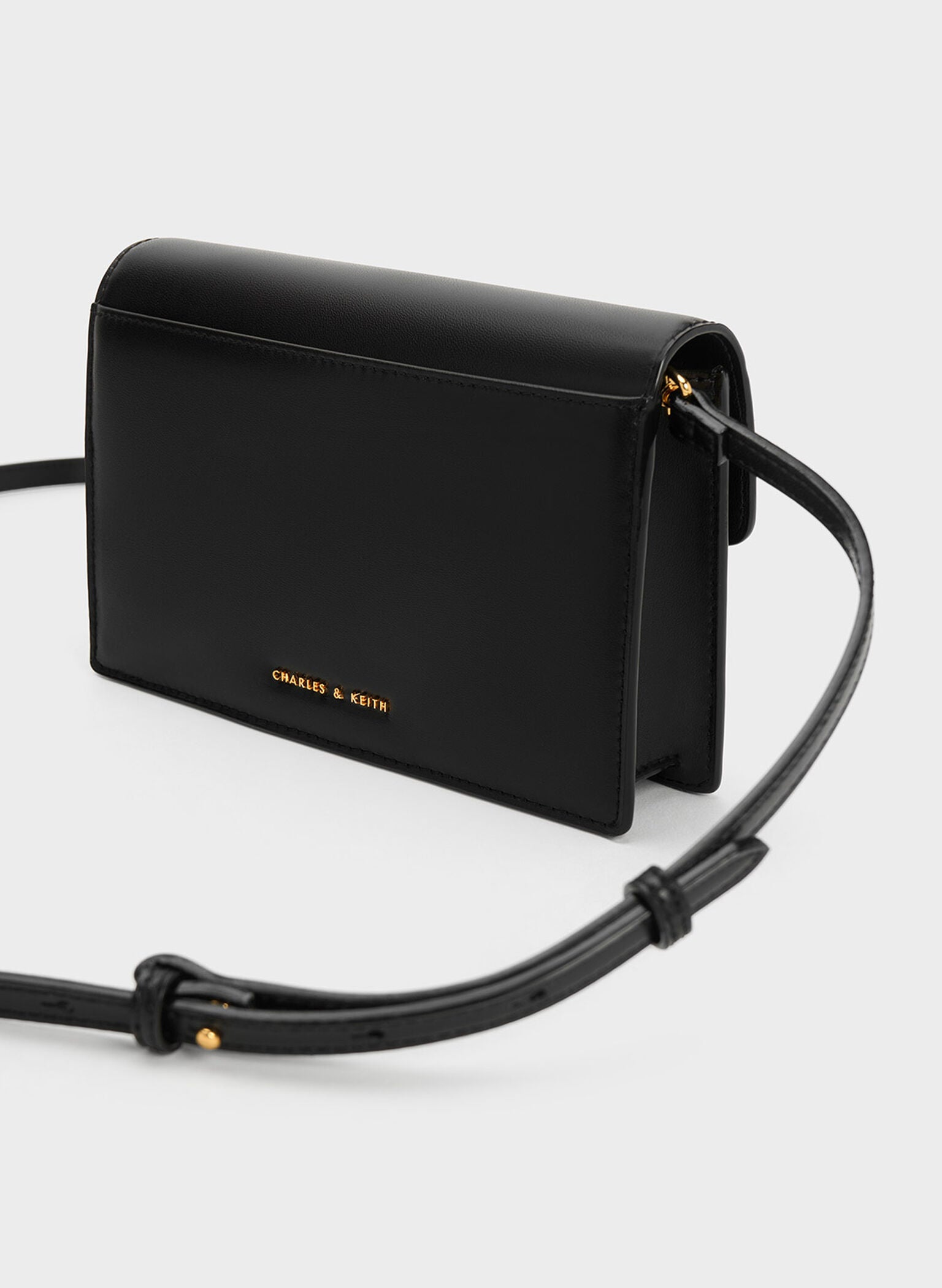 Padlock Envelope Crossbody Bag - Black image 3