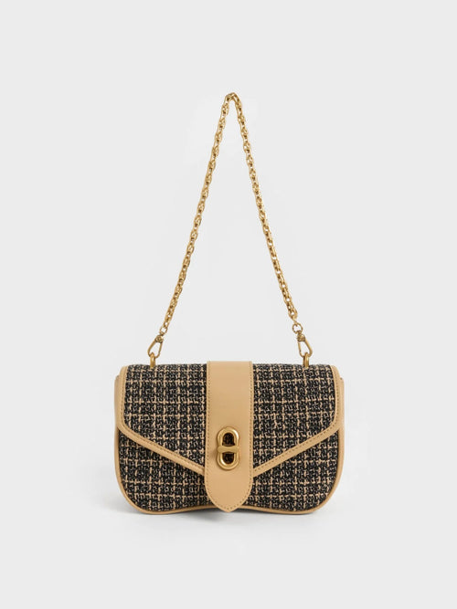 Aubrielle Tweed Panelled Crossbody Bag - Multi image 0
