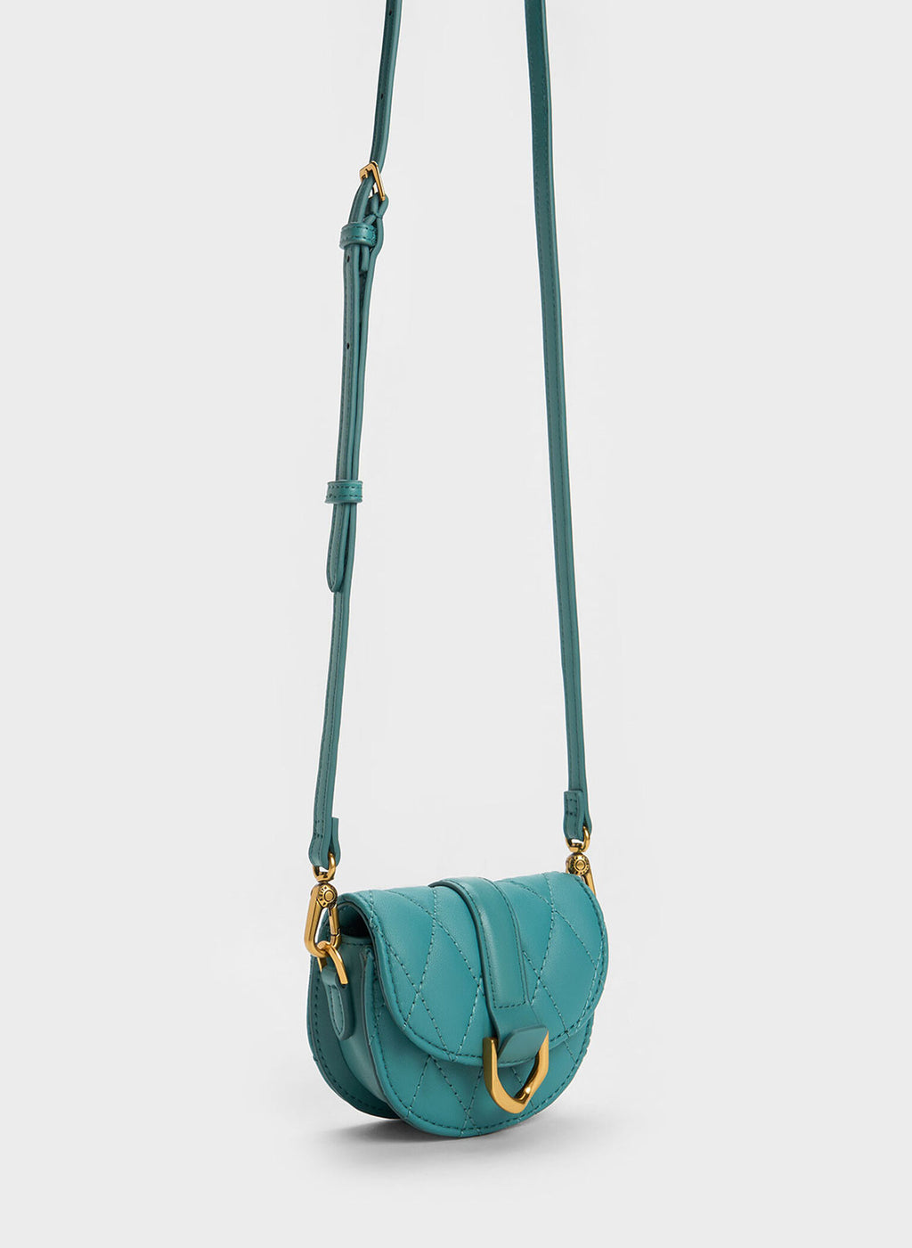 Micro Gabine Quilted Saddle Bag - Teal image 1