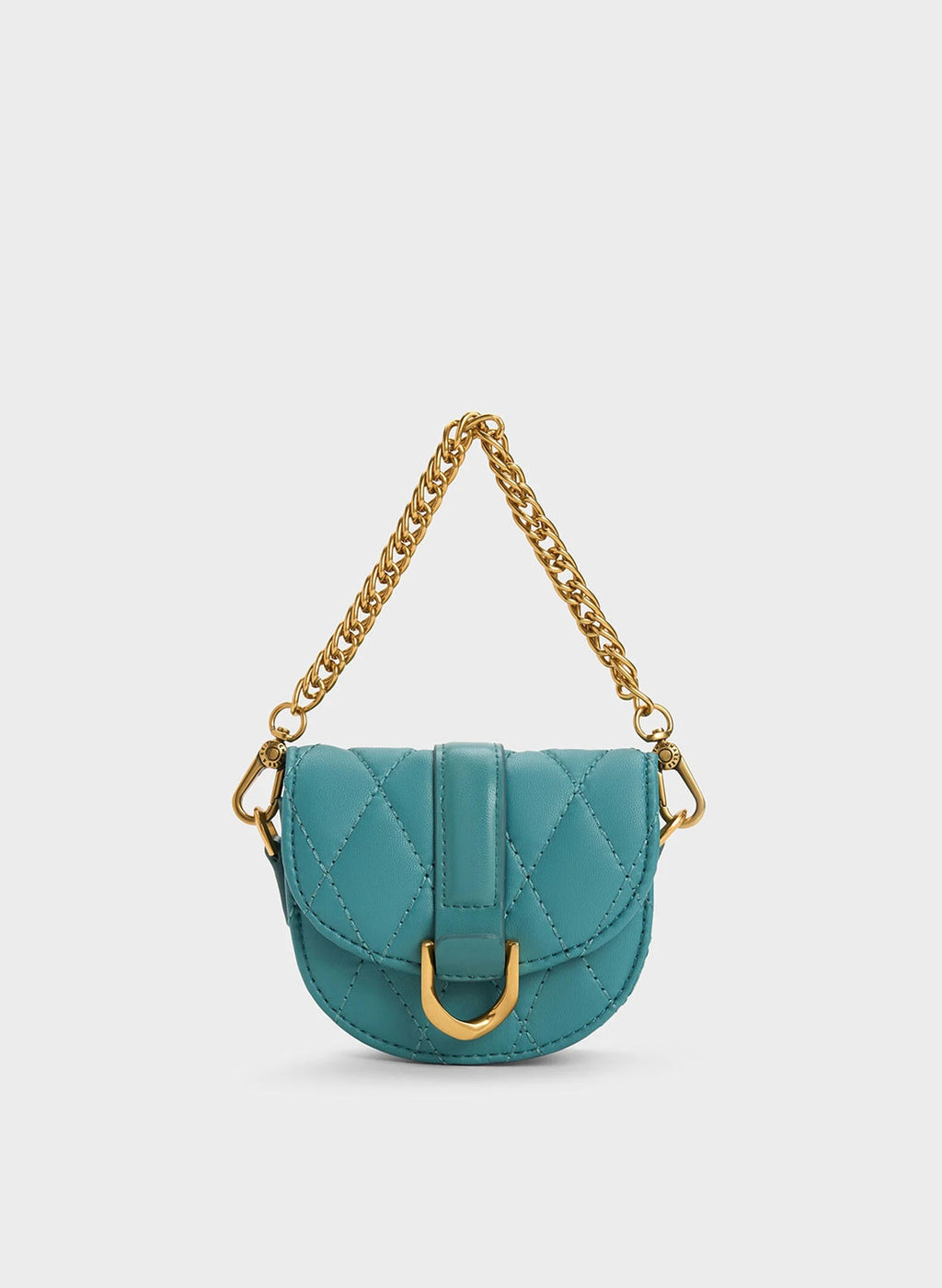 Micro Gabine Quilted Saddle Bag - Teal image 0