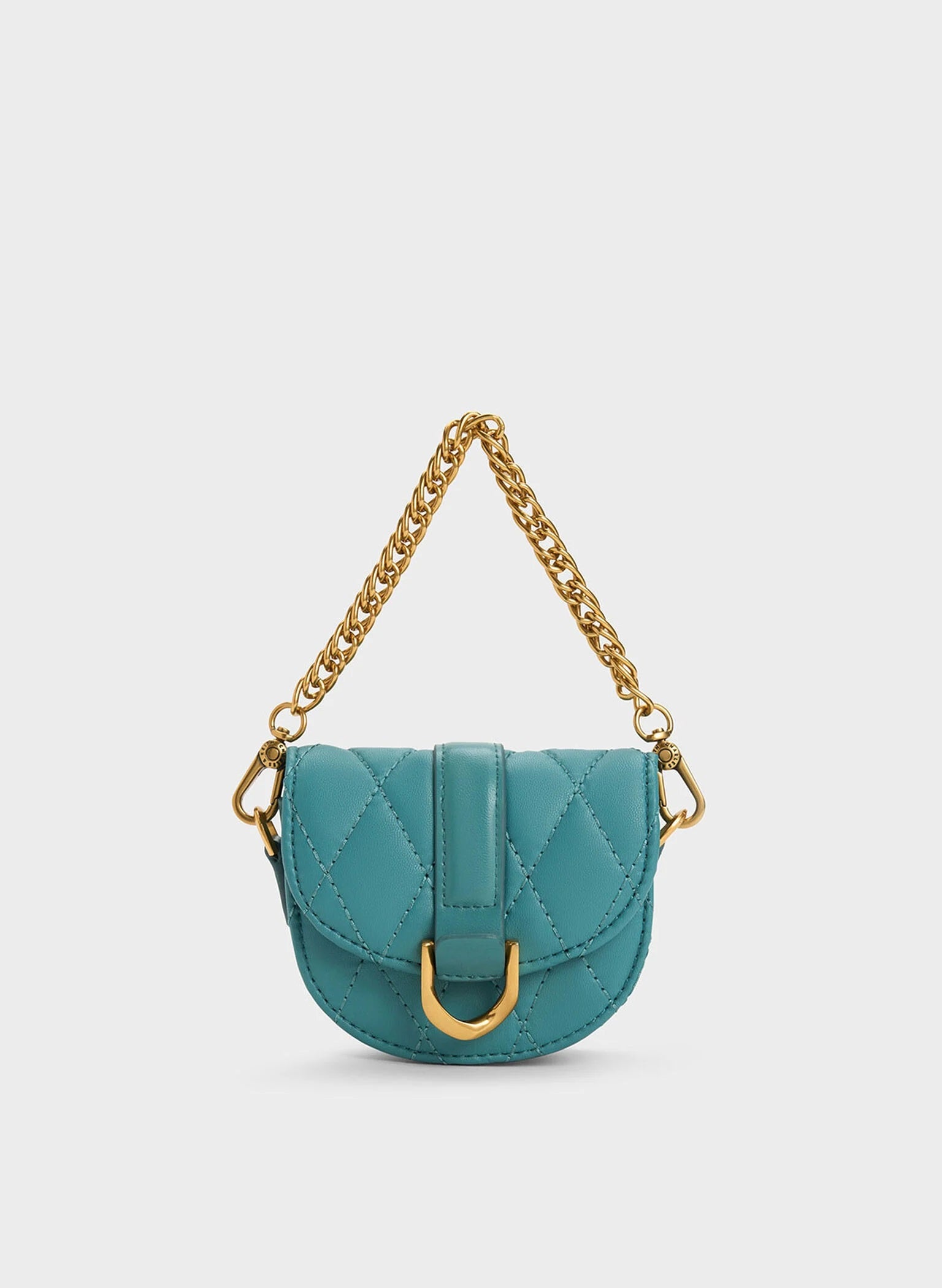 Micro Gabine Quilted Saddle Bag - Teal image 0