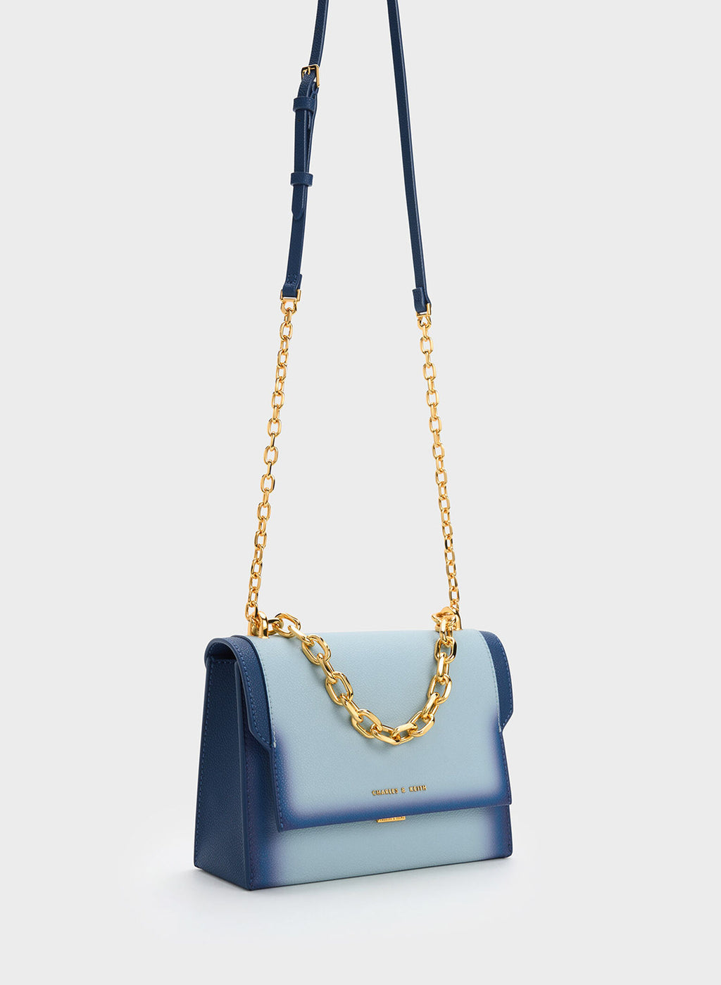 Front Flap Chain Handle Crossbody Bag - Navy image 1
